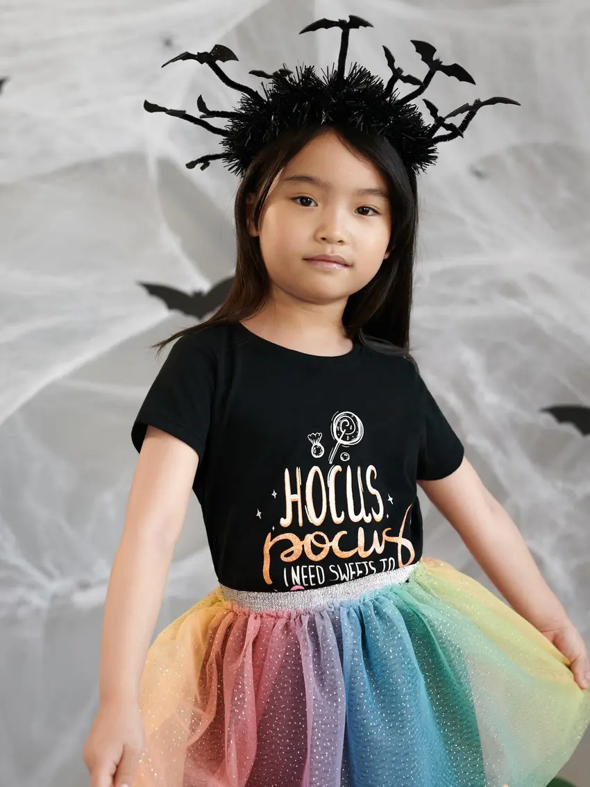 CZARNY T-SHIRT NAPIS HOCUS POCUS