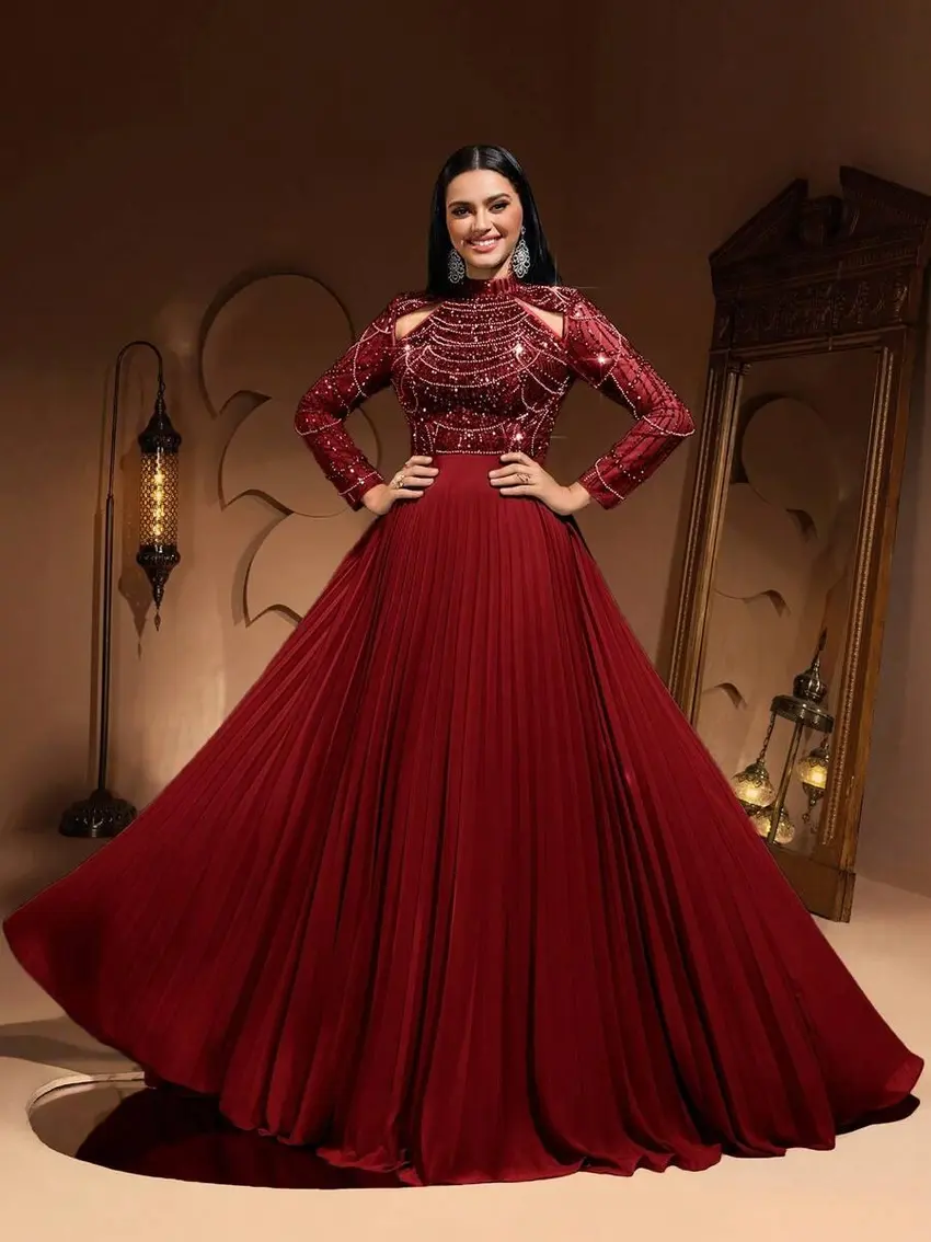 czerwona maxi sukienka