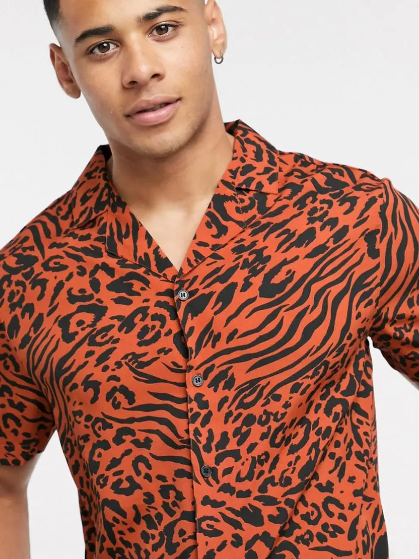 koszula krótki rękaw animal print