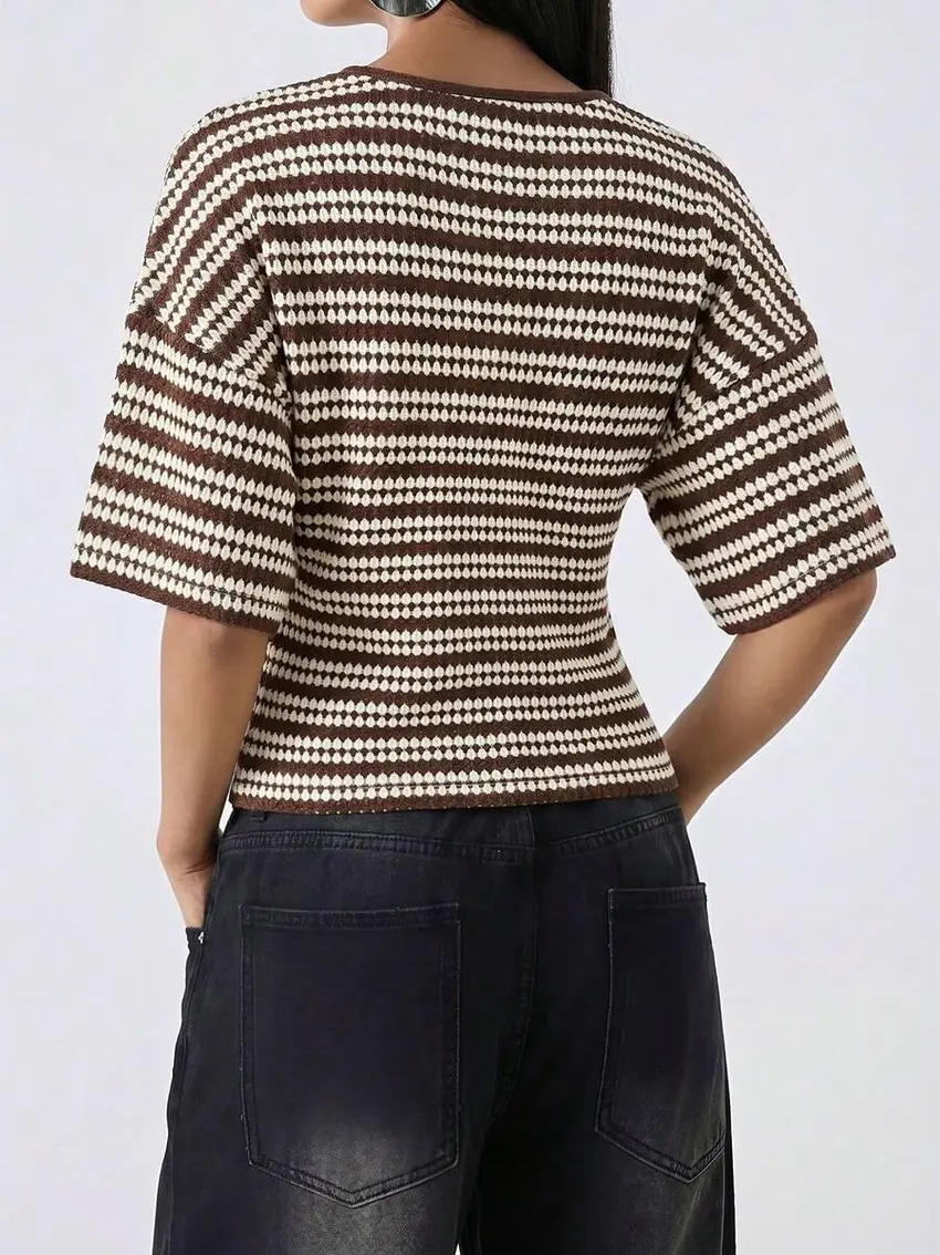 bluzka z krótkim rękawem v-neck