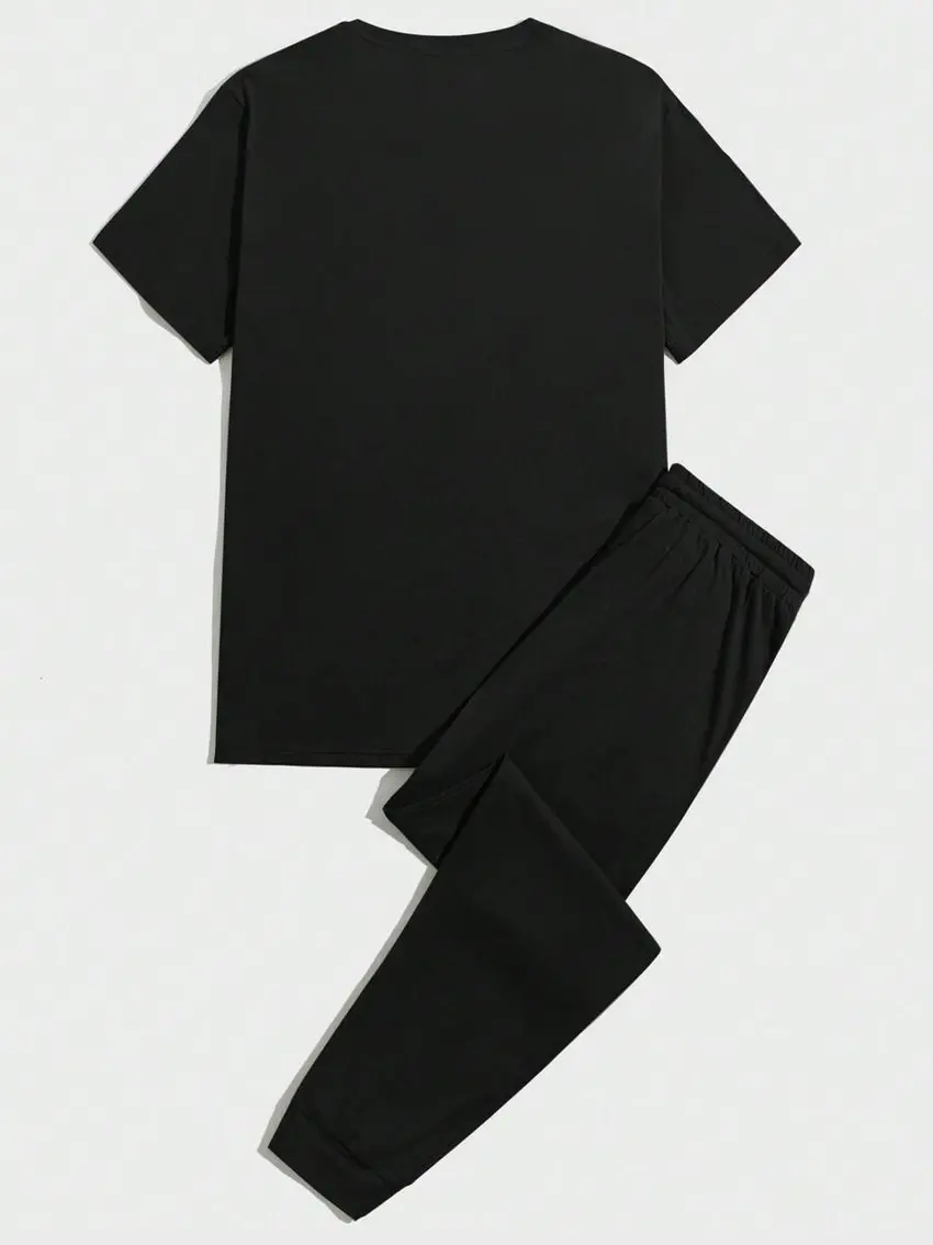 CZARNY KOMPLET T-SHIRT SPODNIE