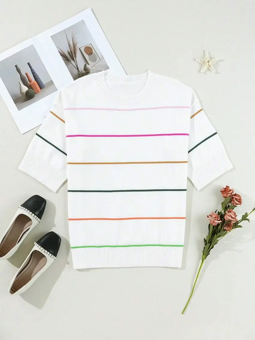 dzianinowy sweter wzór paski
