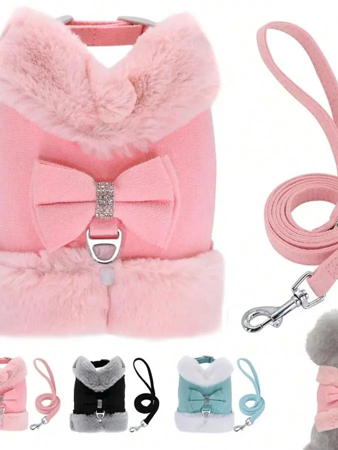 różowy zestaw szelki i smycz