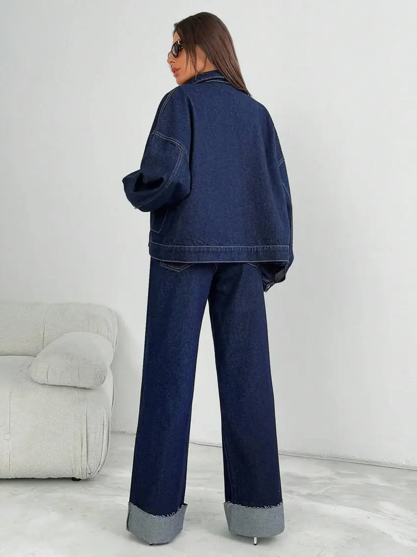 KOMPLET JEANS KURTKA SPODNIE