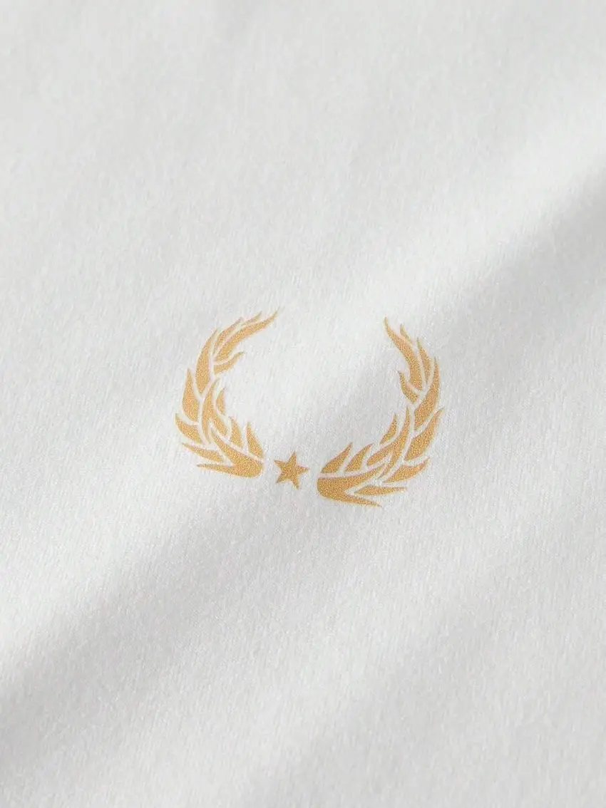biały t-shirt okrągły dekolt print