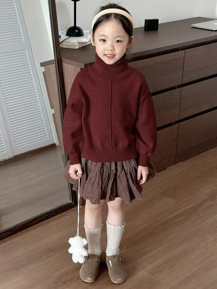 bordowy sweter golf