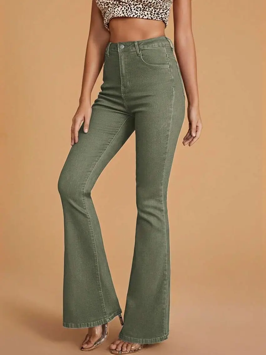 zielone spodnie jeans