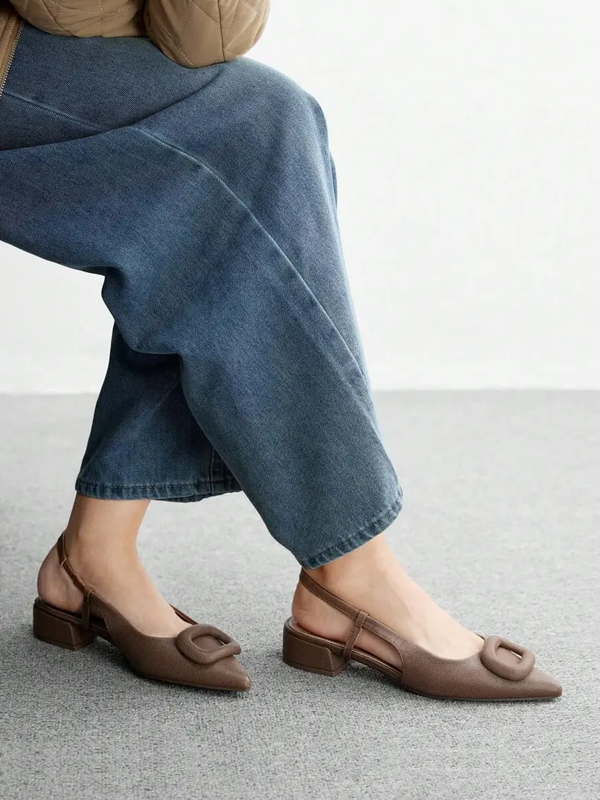 brązowe czółenka casual