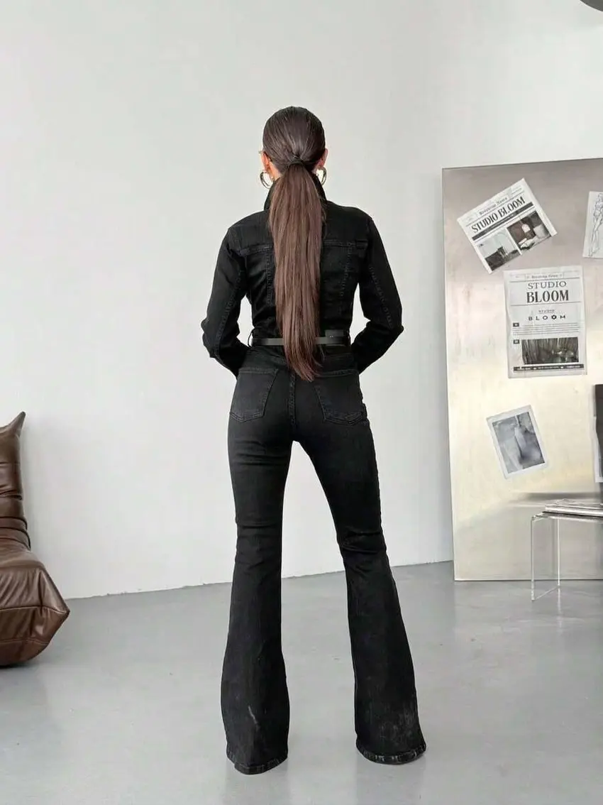 CZARNY KOMBINEZON JEANS