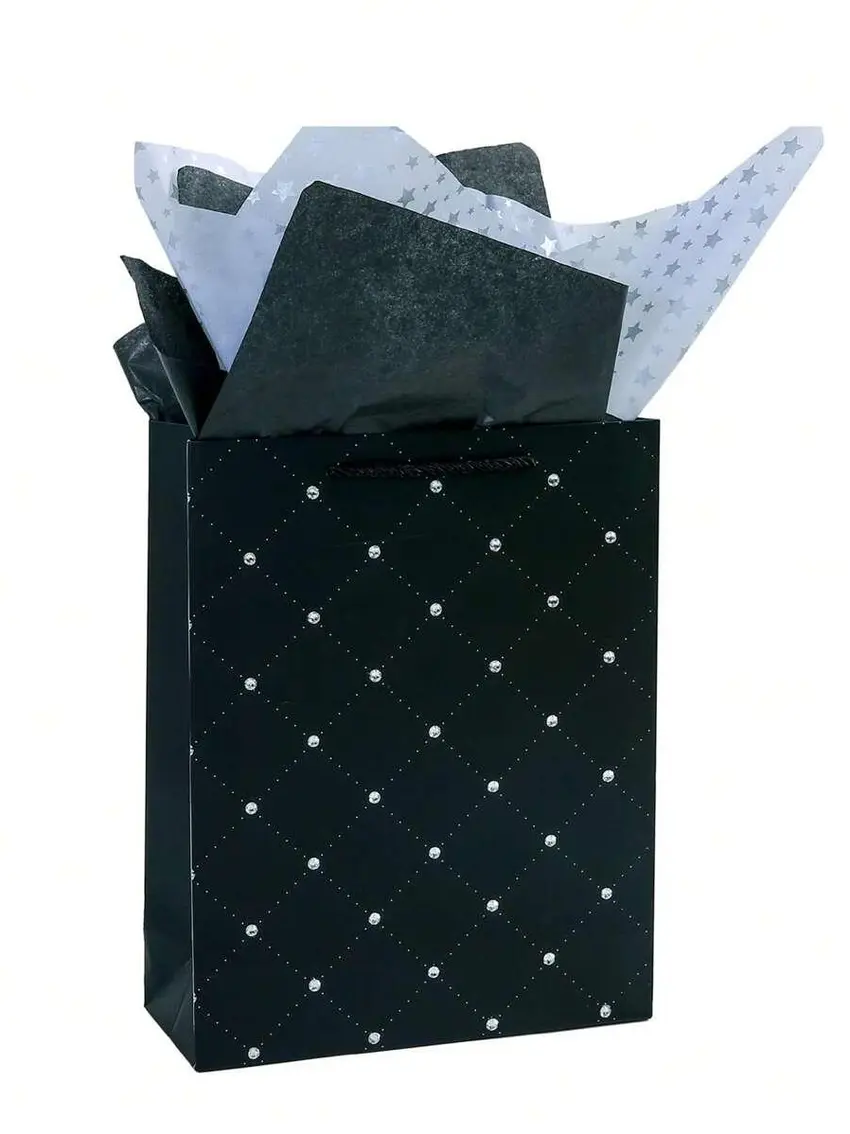 CZARNY PAPIER DO PAKOWNIA PREZENTÓW 12-pack