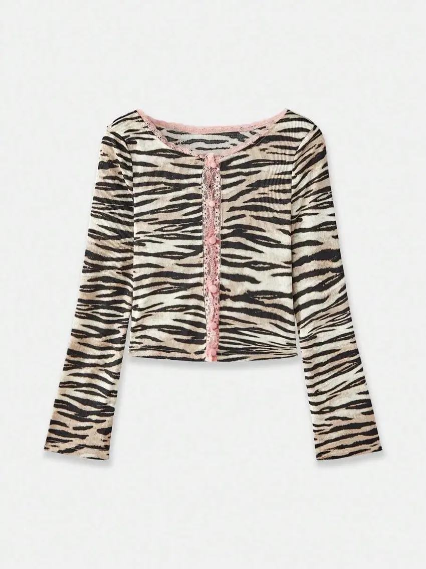 bluzka koronka animal print