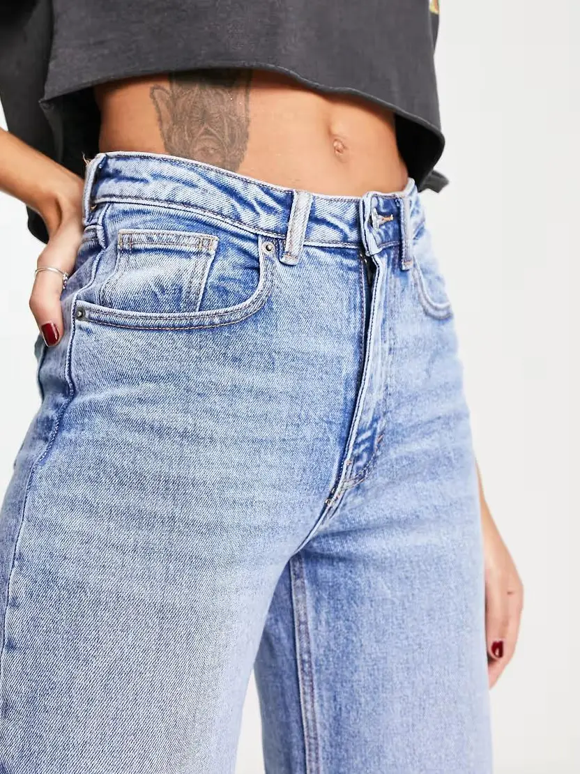 NIEBIESKIE SPODNIE JEANS prosta NOGAWKA