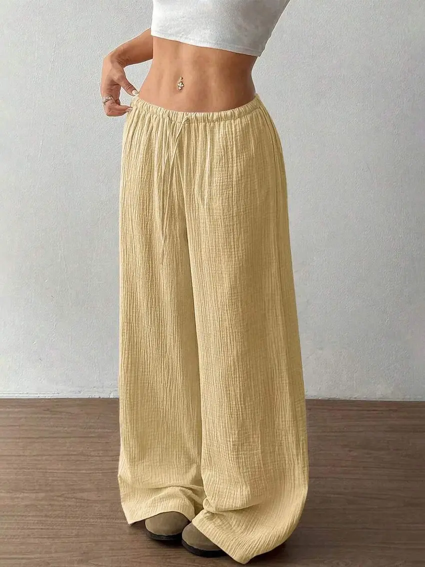 ŻÓŁTE BAWEŁNIANE SPODNIE CASUAL