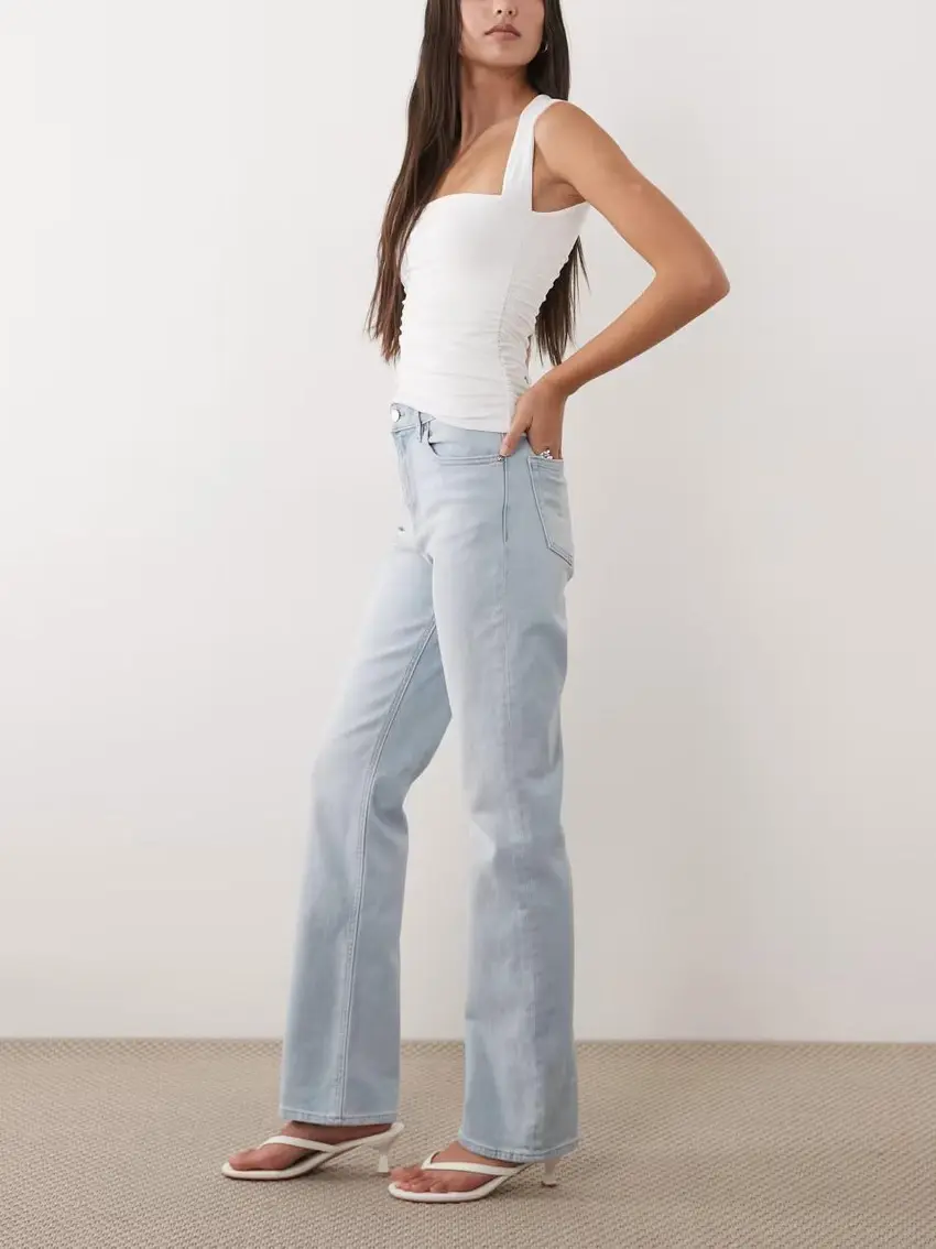 niebieskie spodnie jeans wysoki stan