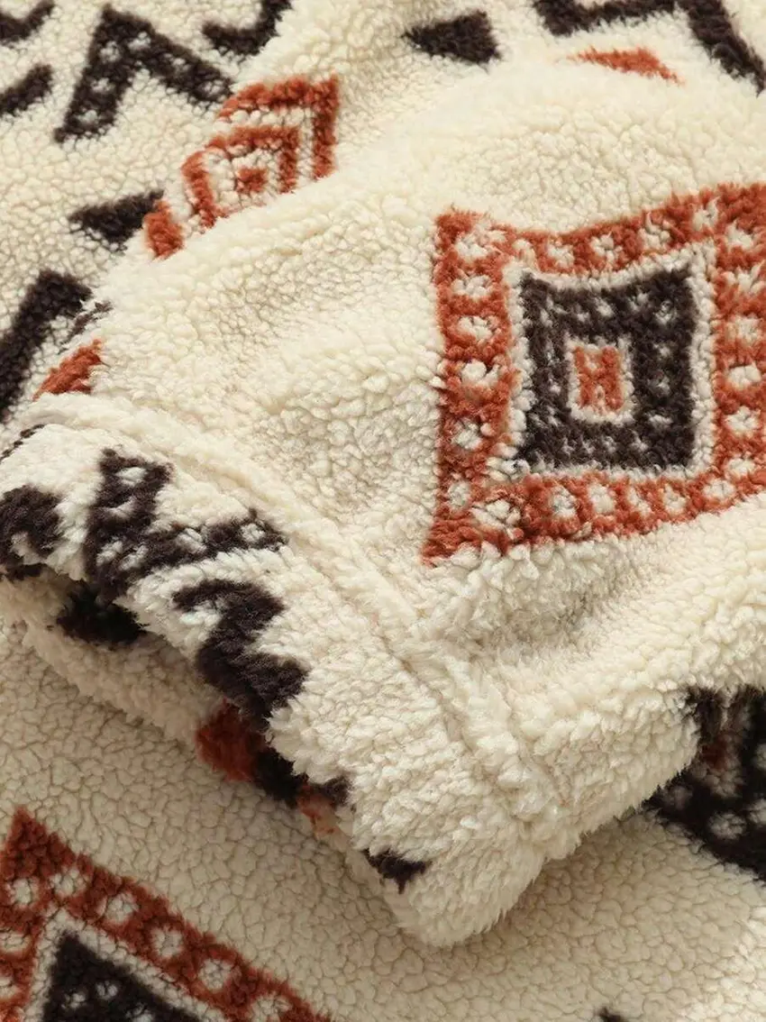 polarowa bluza zamek aztec print kontrast kieszonka