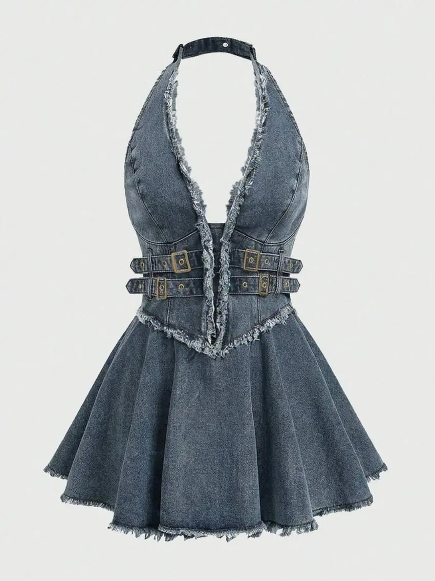 NIEBIESKA MINI SUKIENKA JEANS