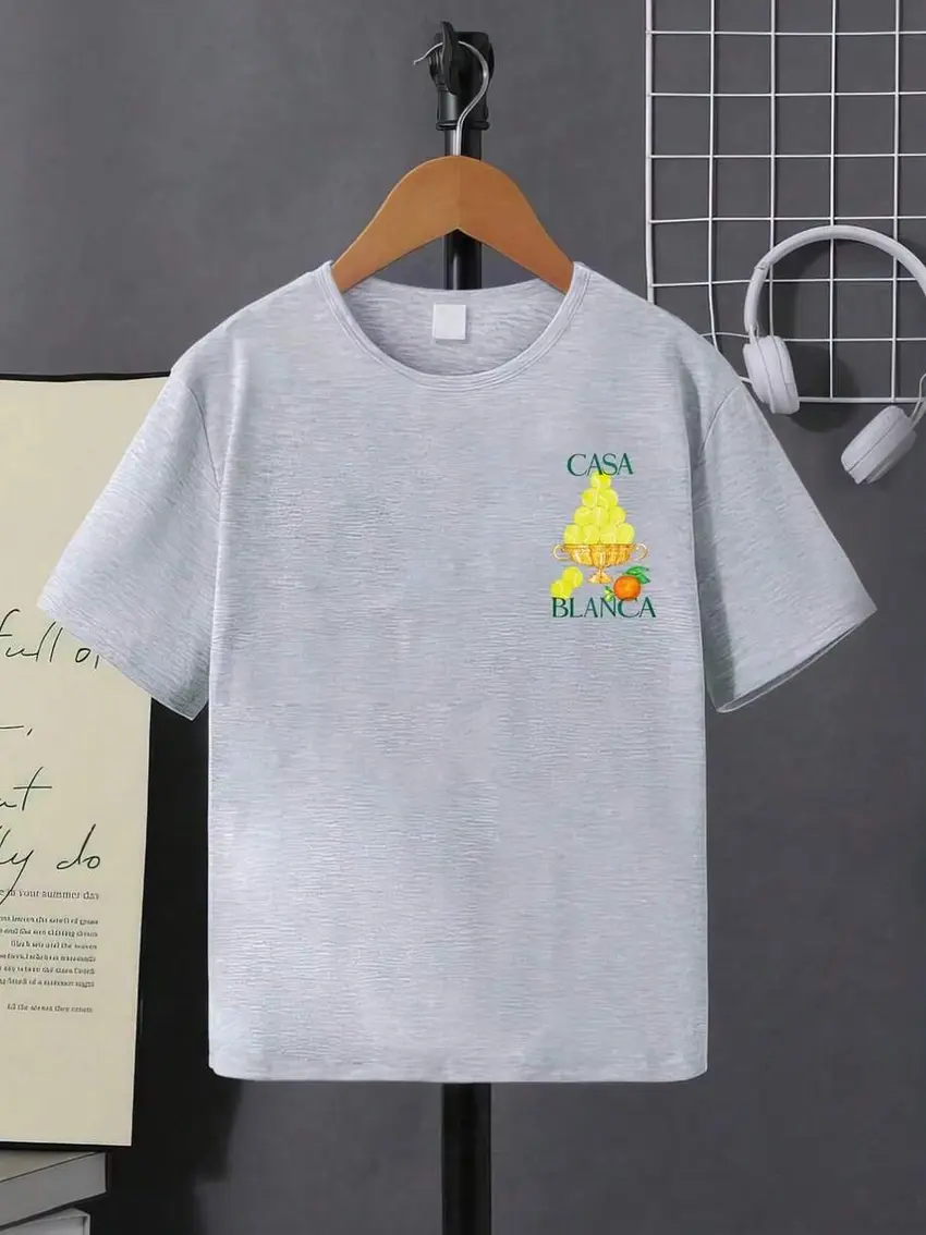 SZARY T-SHIRT NADRUK