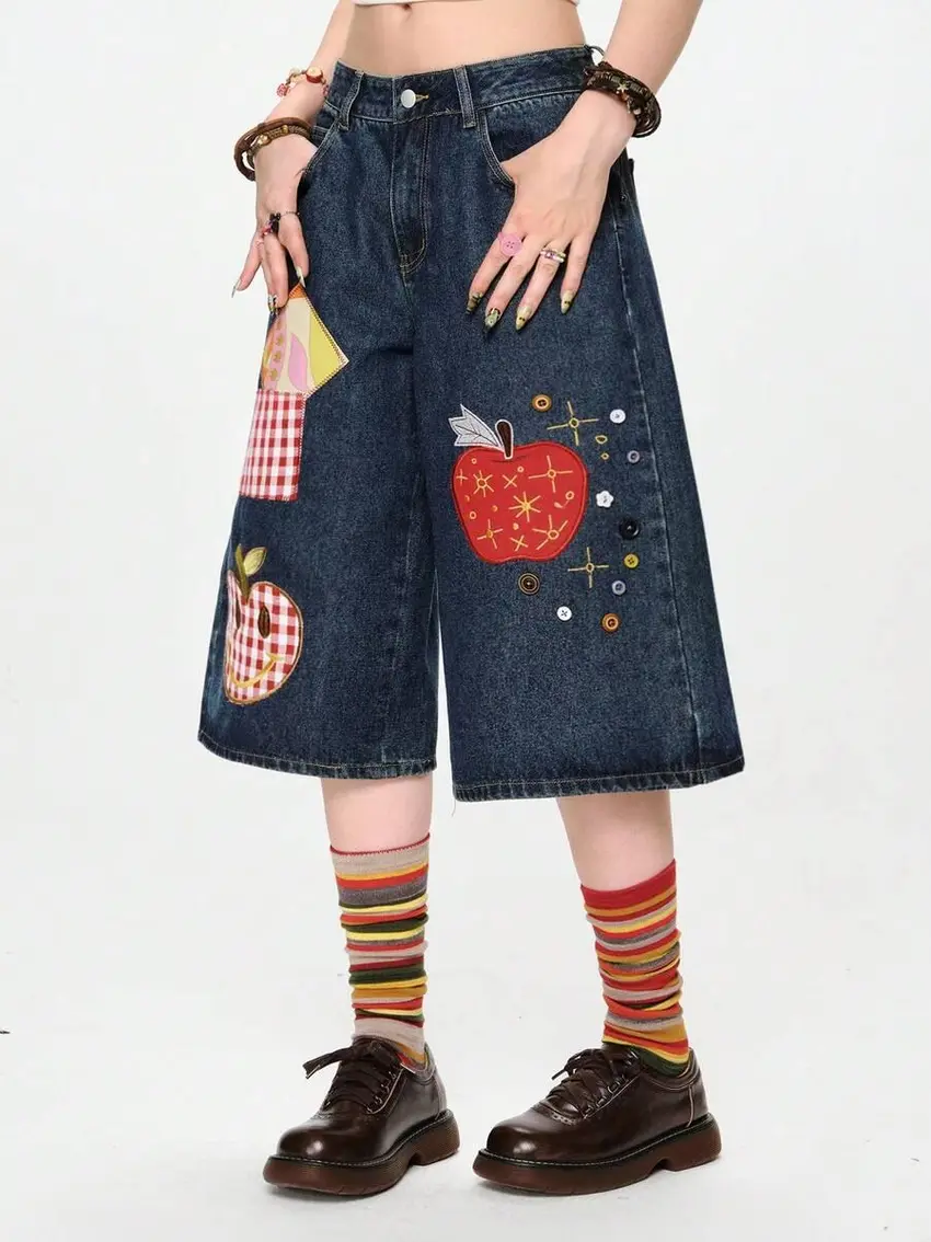 spodenki jeans nadruk
