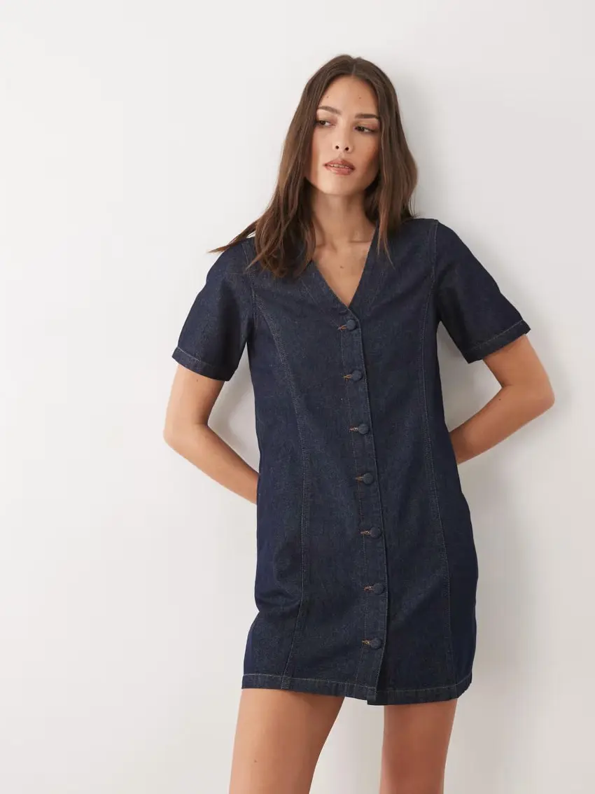 mini sukienka jeans v-neck