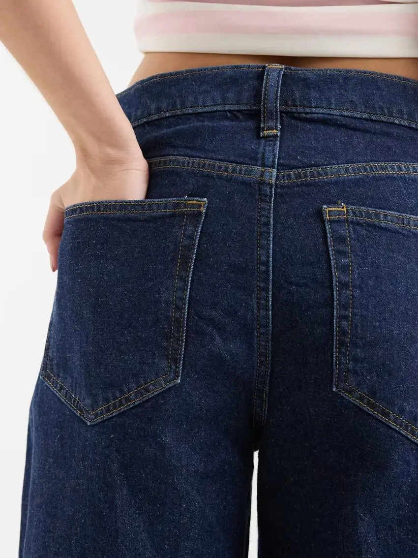 GRANATWE SPODNIE JEANS ZA KOLANO