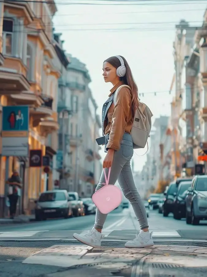 różowy pokrowiec na słuchawki