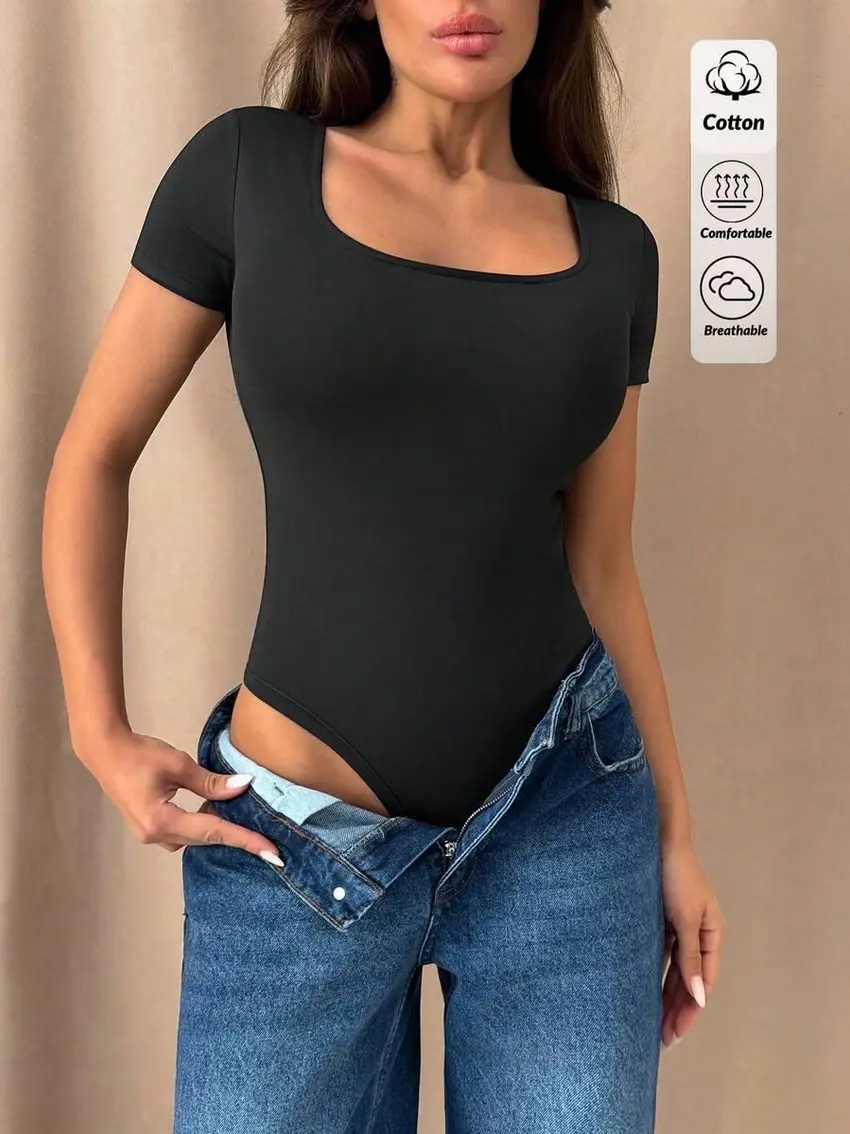 CZARNE BODY Z KRÓTKIM RĘKAWEM