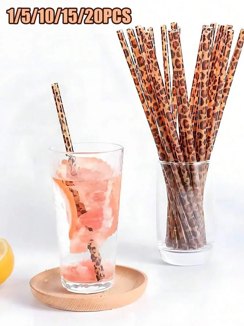 słomki animal print 10-pack