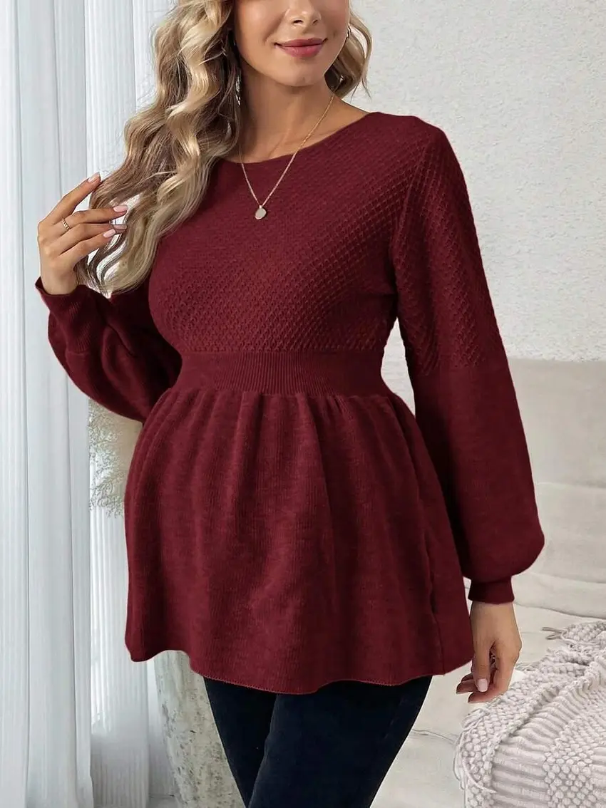 bordowy ciążowy sweter