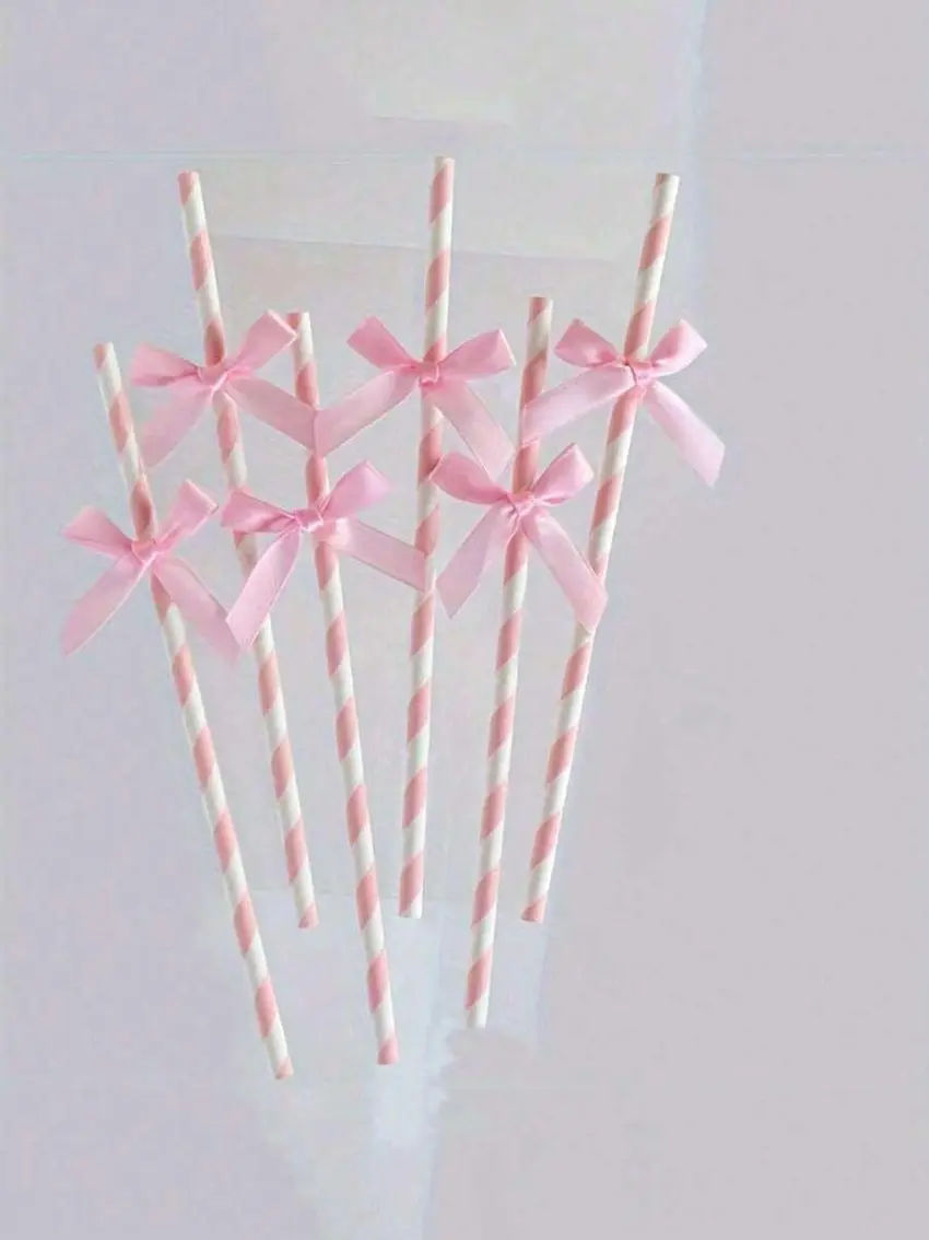 słomki papierowe kokarda 10-pack