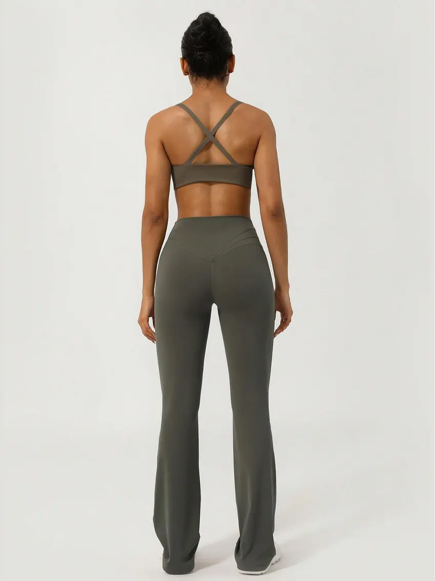 zielone legginsy dzwony