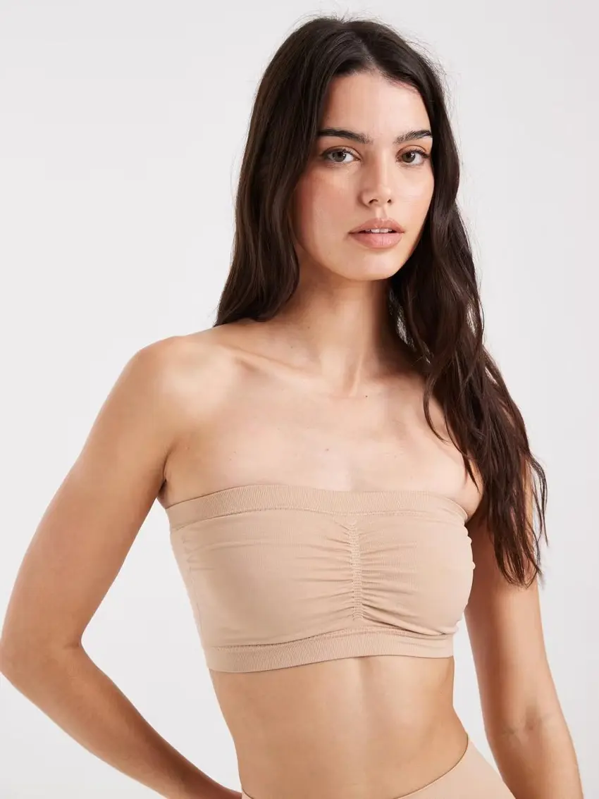 BEŻOWY GŁADKI BIUSTONOSZ BANDEAU