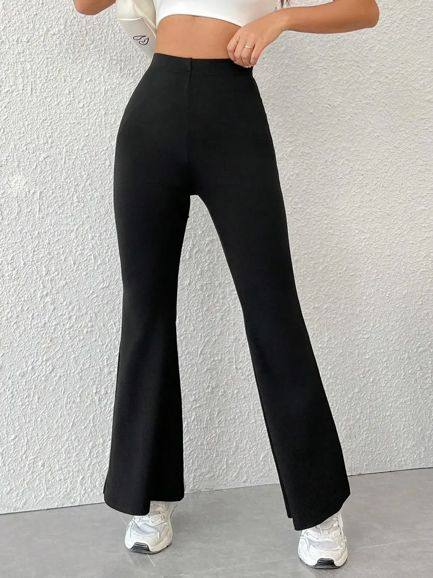 czarne legginsy dzwony wysoki stan