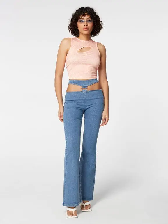 SPODNIE JEANS WYCIĘCIA