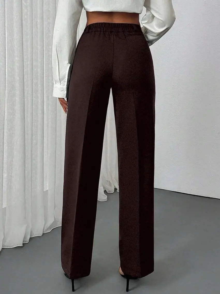 BRĄZOWE ELEGANCKIE SPODNIE