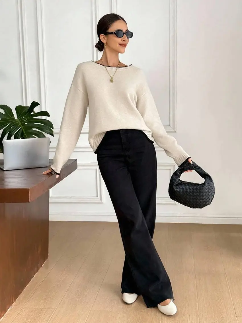 BEŻOWY SWETER CASUAL