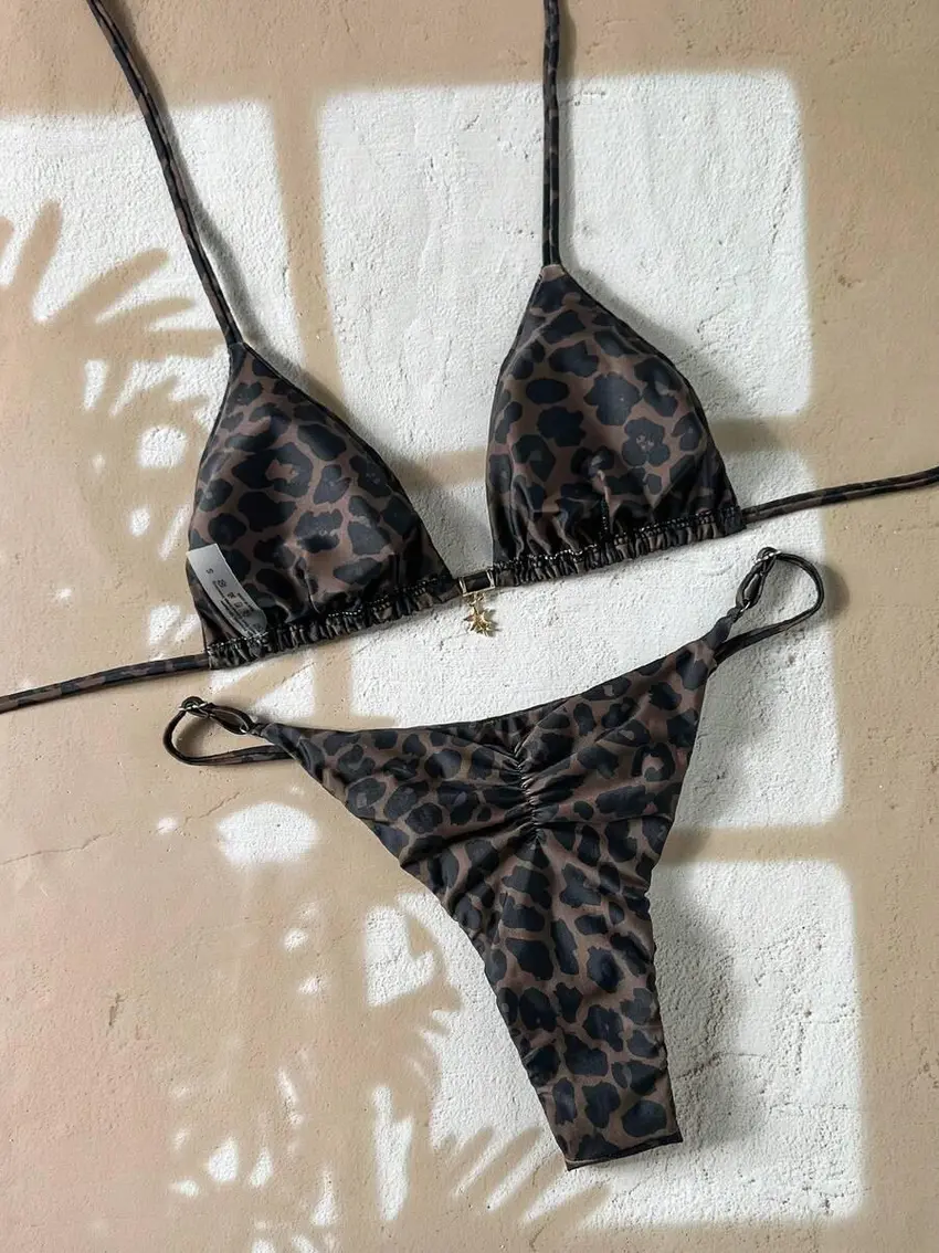 dwuczęściowy strój kąpielowy animal print