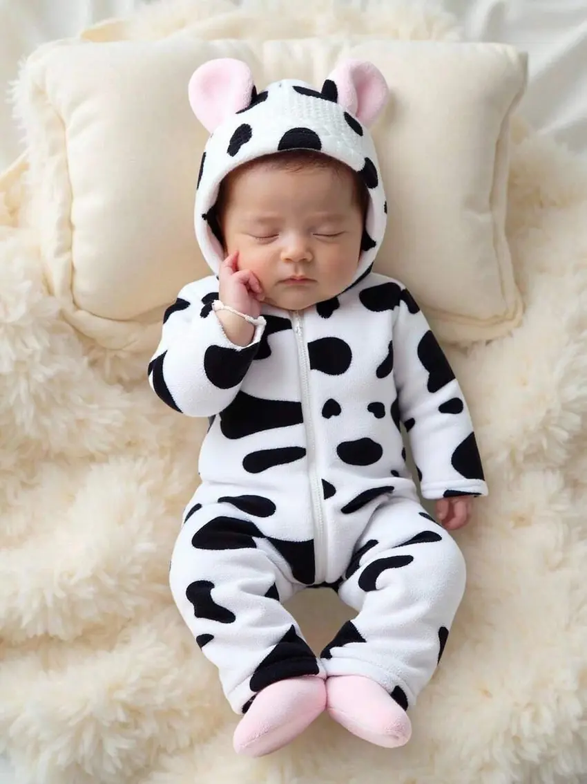 kombinezon animal print uszy zamek