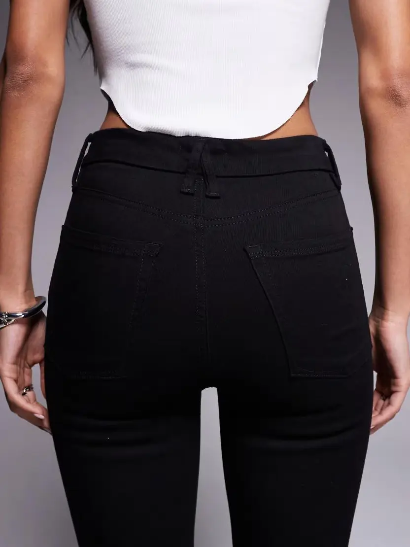 CZARNE SPODNIE JEANS DZWONY