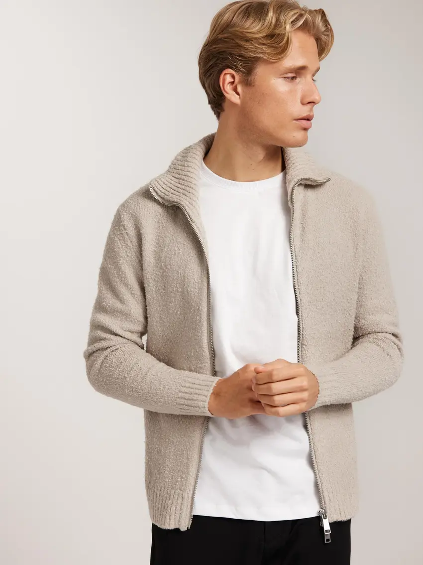 beżowy rozpinany  sweter zip