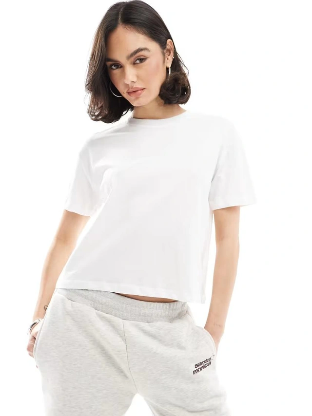 BIAŁY T-SHIRT OKRĄGŁY DEKOLT