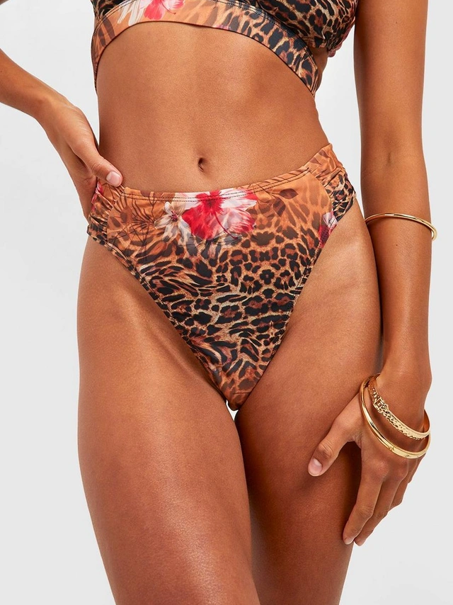 KLASYCZNY DÓŁ OD BIKINI WYSOKI STAN ANIMAL PRINT