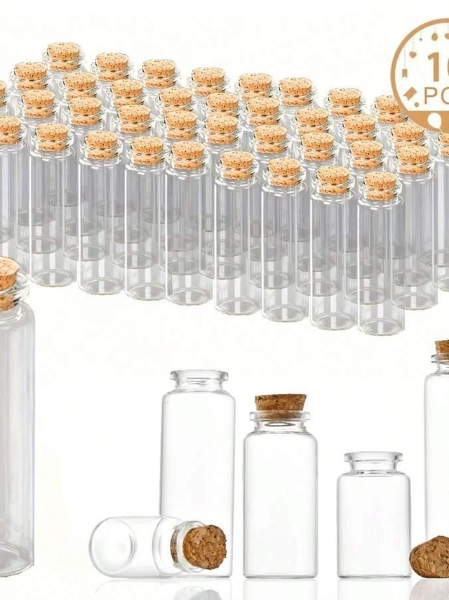SZKLANE BUTELECZKI Z KORKIEM 10-PACK