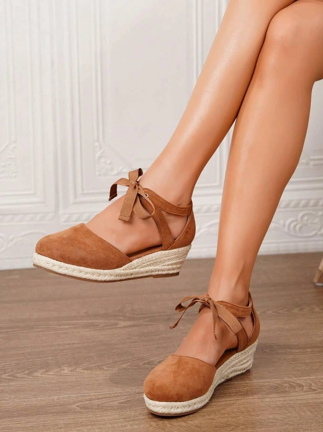 brązowe espadryle koturn