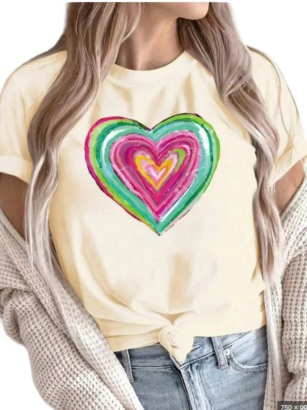 t-shirt okrągły dekolt nadruk