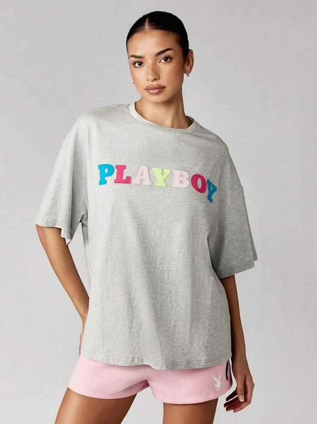 szary T-shirt logo