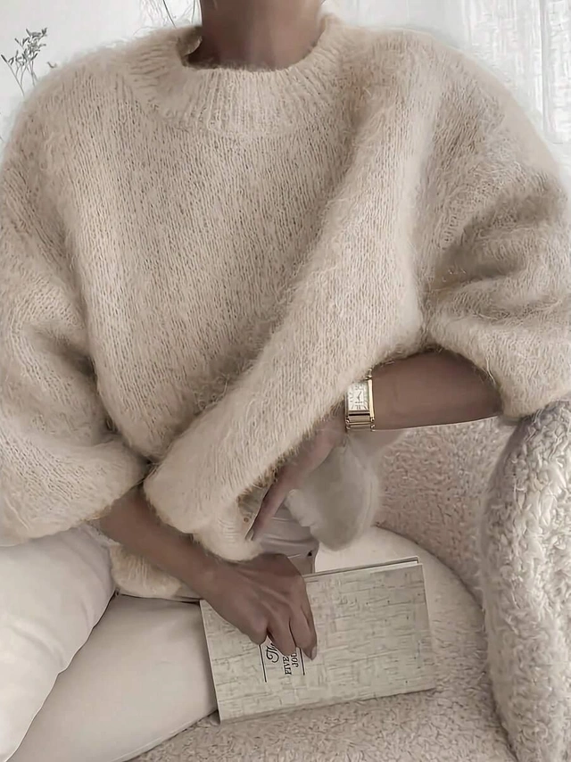 BEŻOWY SWETER RĘKAW 3/4