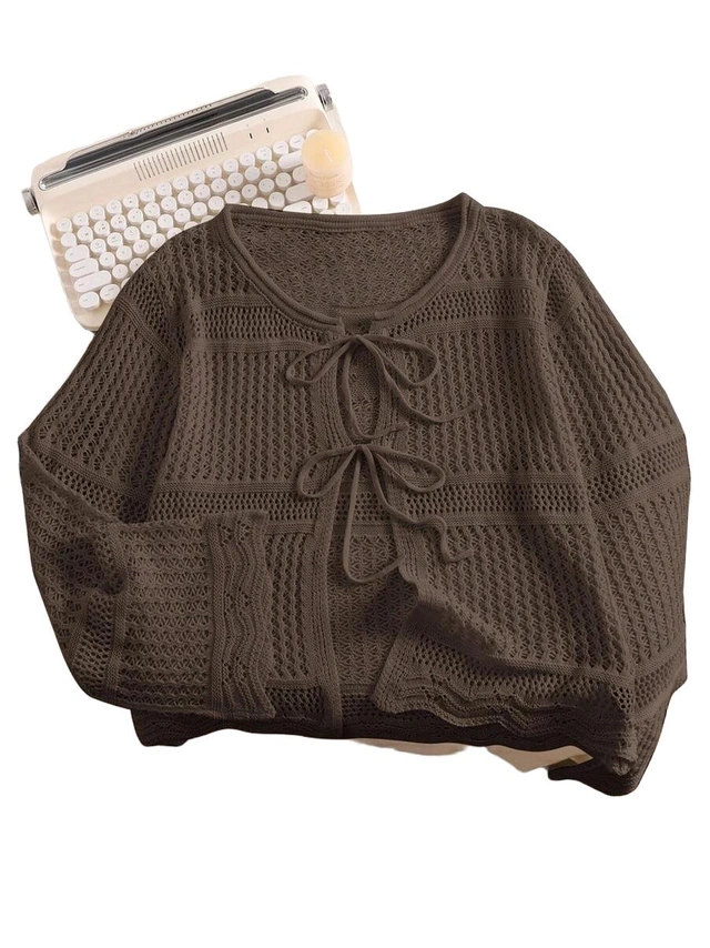 brązowy sweter wiązanie