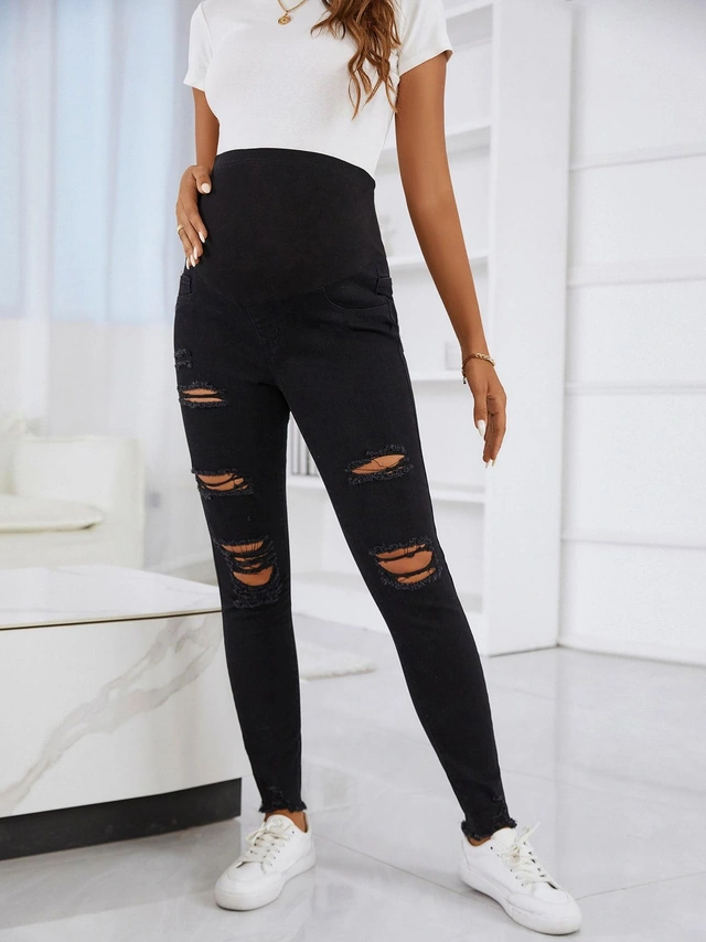 CZARNE SPODNIE CIĄŻOWE JEANS