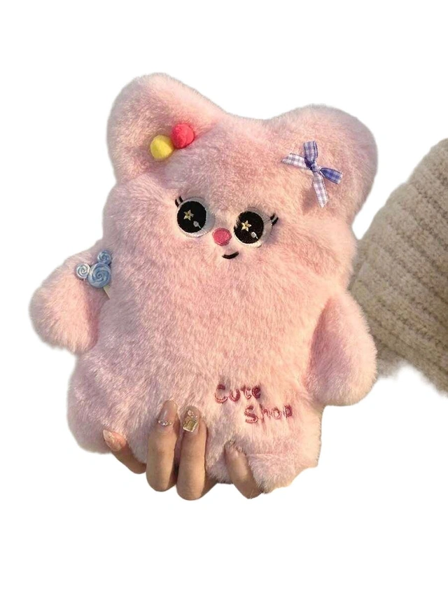 różowy fluffy termofor miś