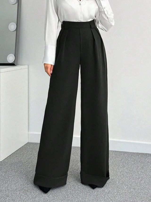 CZARNE ELEGANCKIE SPODNIE